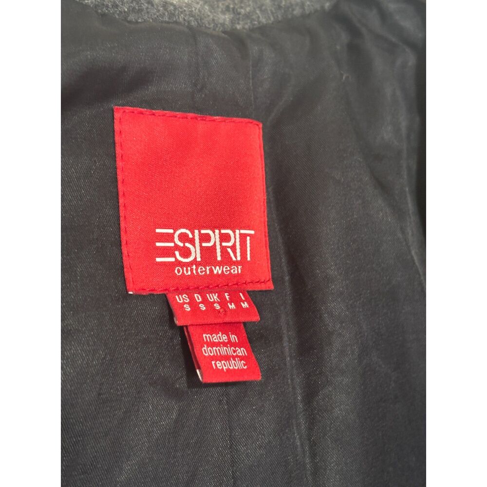 VTG Esprit Wool Coat Faux‎ Fur Trim Hooded Jacket Embroidered Dark Cottage Small - Picture 3 of 9